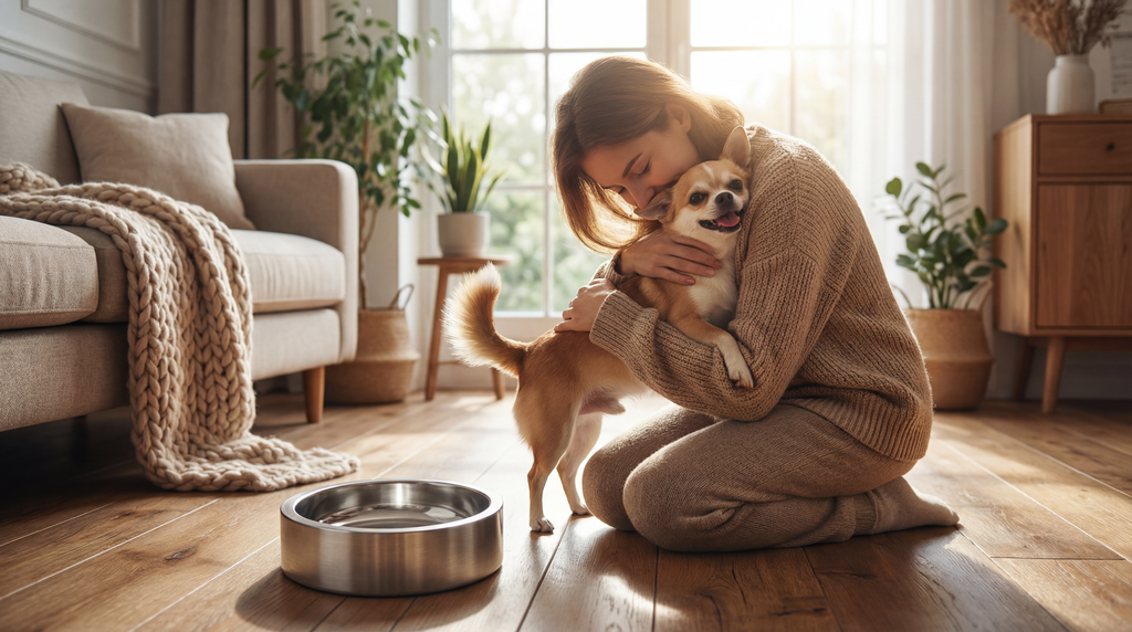 Small Stainless Steel Dog Bowl – Non-Slip Silicone Base, Durable Pet Food & Water Bowl
