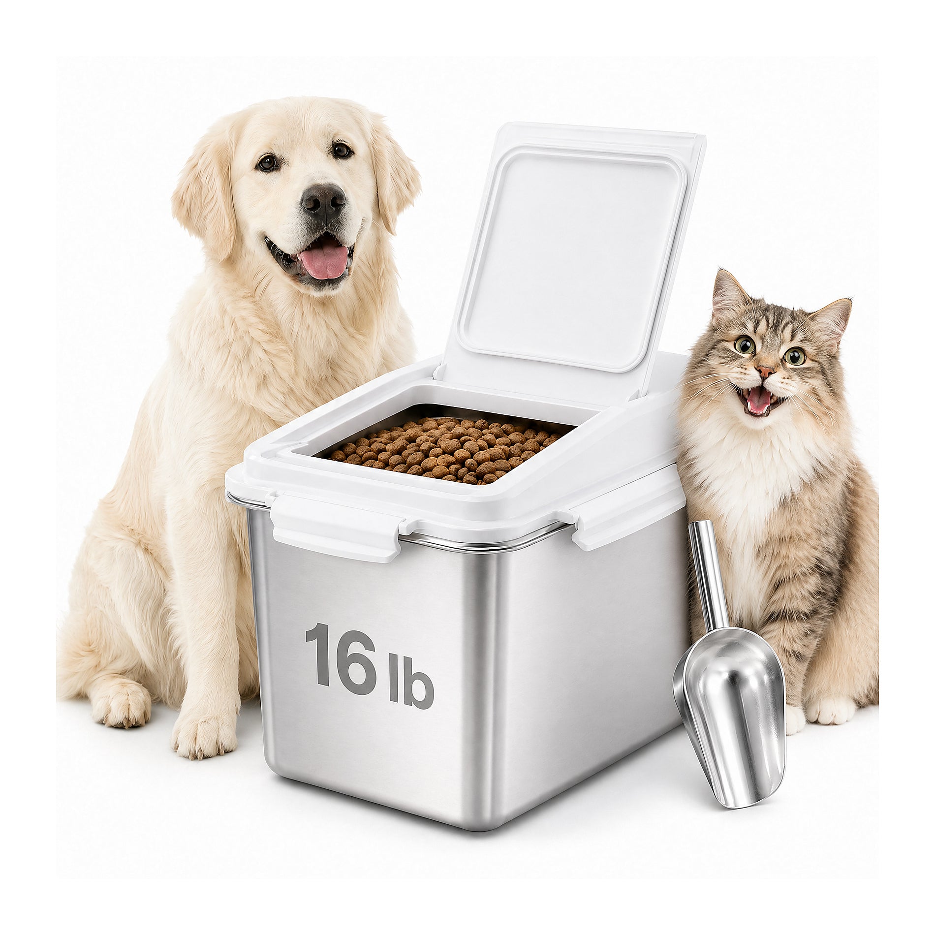 Stainless steel pet food storage bin